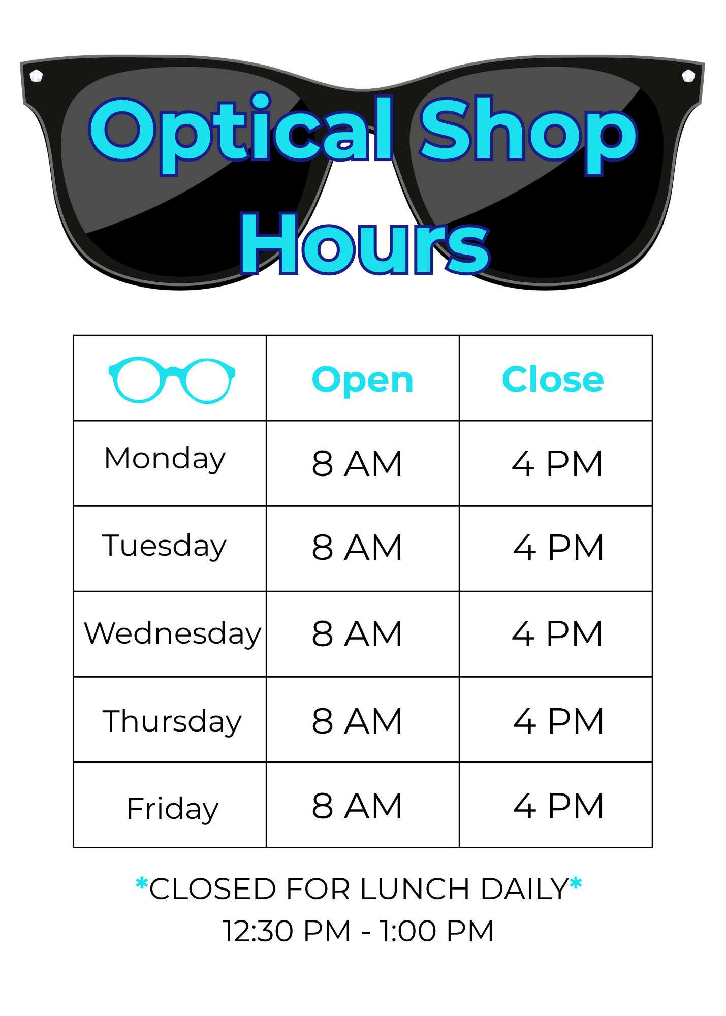Optical Shop Hours