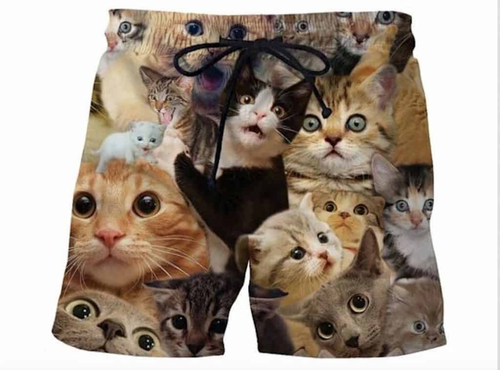 Boxer shorts covered with cats